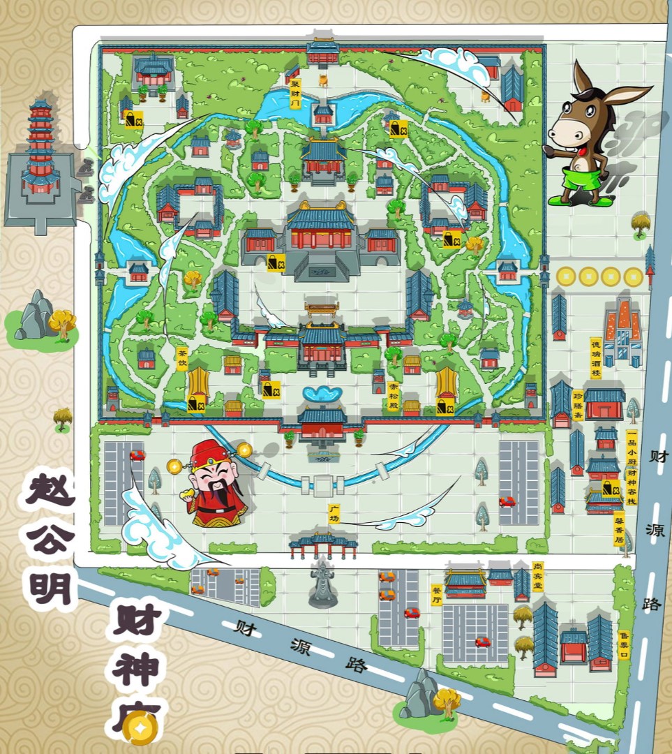 吴堡寺庙类手绘地图